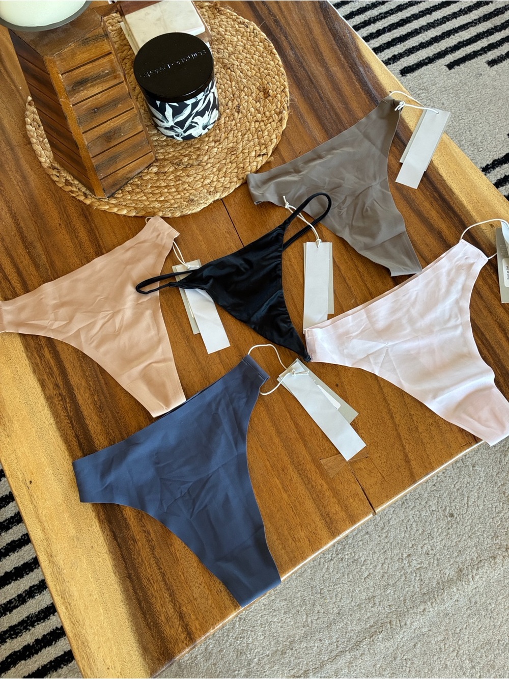 NWT Negative Underwear Thong Set in Black, Navy Blue, Taupe, Light Pink 5pc